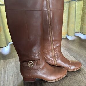 Michael Kors Brown Over the Knee Boots with Polished Finish
